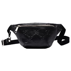 Borsello cintura Gucci in pelle di vitello traforata con motivo GG embossed nero