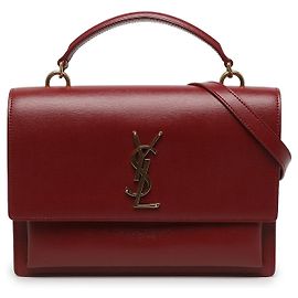 Autre Marque Borsa Saint Laurent Sunset Top Handle Large in pelle di vitello rossa con monogramma