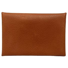 Hermès Brown Evercolor Calvi Duo Compact Card Holder
