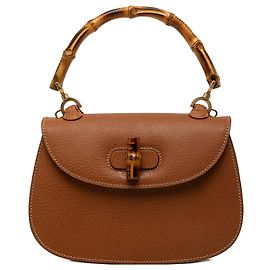 Gucci Brown Small Grained Calfskin Bamboo Night