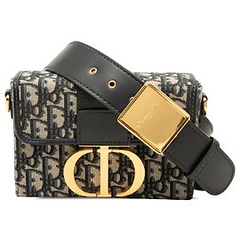 Bolsa Box 30 Montaigne Dior em tela Blue Oblique