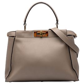 Borsa Satchel Fendi Peekaboo Iconic in pelle marrone taglia Medium