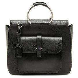 Borsa Gucci Medium in pelle di maiale nera con anello in metallo