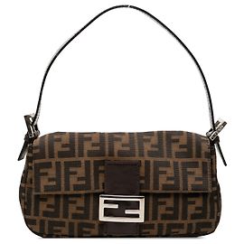 Borsa Baguette Fendi in tela Zucca marrone