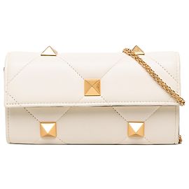 Cartera con cadena Valentino Roman Stud en nappa blanco