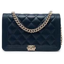 Chanel Blue Small Quilted Lambskin Boy Flap