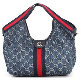 Borsa Tote Small Gucci Giglio GG in Denim