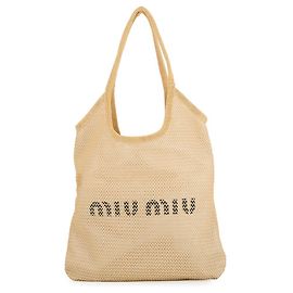 Borsa Tote Miu Miu Ivy in rafia e lino