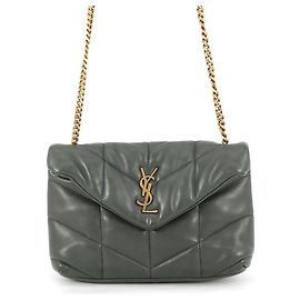 Borsa a tracolla Loulou Puffer in pelle verde Yves Saint Laurent