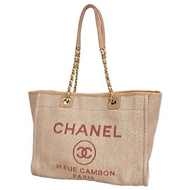 Chanel Deauville Canvas Chain Tote Bag