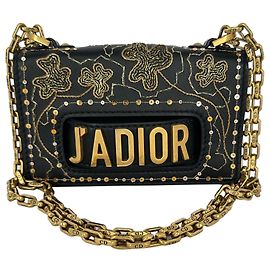 Borsa a patta Christian Dior J'Adior con catena in pelle nera