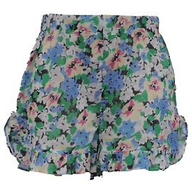 Pantalones cortos con volantes Ganni en algodón multicolor