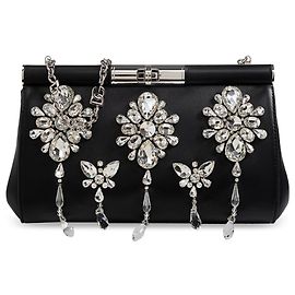 Clutch Marlene in pelle nera con cristalli Dolce & Gabbana