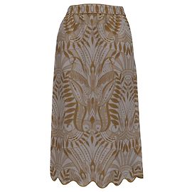 Falda midi estampada Farm Rio en lino beige