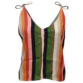 Camisola de Alças com Decote em V às Riscas Reformation em Viscose Multicolorida