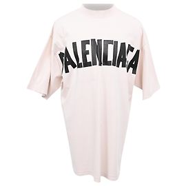 T-shirt Balenciaga Tape Logo Cream Cotton