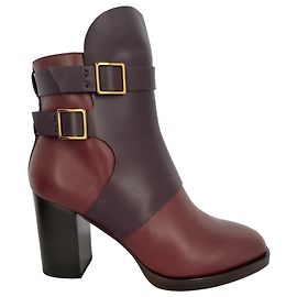 Stivaletti con tacco bicolore Tod's in pelle bordeaux