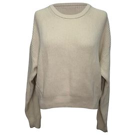 Reformation Crew Neck Sweater in Ivory Cotton
