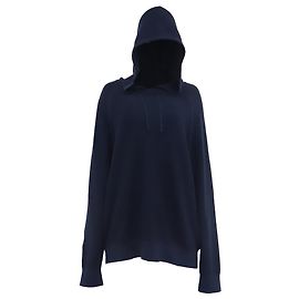 Michael Kors Kapuzenpullover aus Rippstrick in dunkelblauem Baumwollstoff