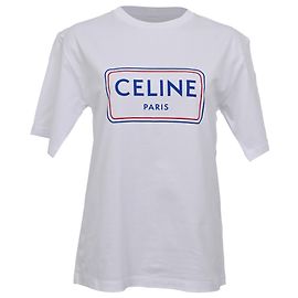 Céline T-shirt Loose em jersey Celine em algodão branco