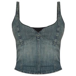 Top de denim azul cropped Balenciaga
