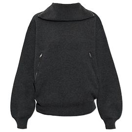 Balenciaga Rollkragenpullover aus Wolle in Grau mit Reißverschlusstaschen