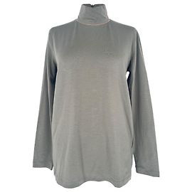 Top a maniche lunghe a collo alto Brunello Cucinelli in cotone olive