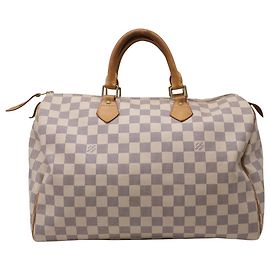 Borsa Louis Vuitton Speedy Damier Azur in tela di nylon bianca