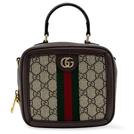 Gucci Ophidia Zip Around Top Handle GG Coated Canvas with Leather Mini