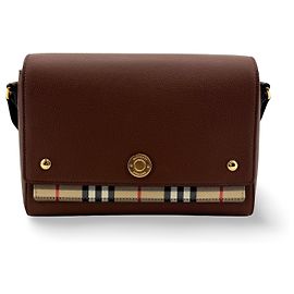 Burberry Note Leather with Vintage Check Canvas Medium