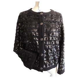 Chanel Giacca Cardigan Chocolate Bar in Cashmere e Paillettes