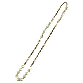 Chanel langes vergoldetes Collier mit Kunstperle