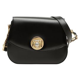 Versace Medusa Schultertasche aus schwarzem Leder