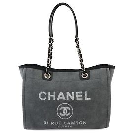 Chanel Deauville MM Chain Tote Handbag