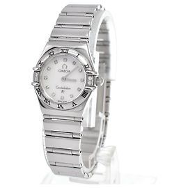 Omega Constellation Quartz Stainless Steel mit Diamantmarkierungen und Perlmutt 22