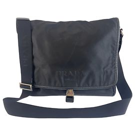Sac messager Prada en tissu jacquard avec logo