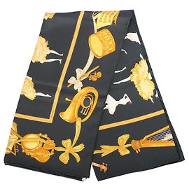 Hermès “La Danse” Seidentuch Carré 90 Schwarz & Gold von Jean-Louis Clerc