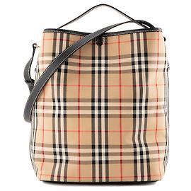 BURBERRY - Borsa shopper Ashby Burberry in tela con motivo Check beige e nero