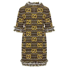 GUCCI - Gucci monogrammiertes Wollkleid in Gelb und Schwarz (L)