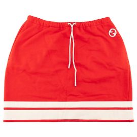 GUCCI - Saia Interlocking Gucci em algodão vermelho e branco (L)