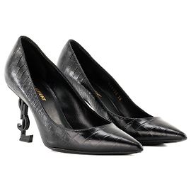 Autre Marque SAINT LAURENT - Décolleté Opyum Saint Laurent in pelle embossed coccodrillo nero (T38)