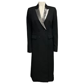 Autre Marque Sapio Black / Silver Metallic Smoking-Jacke aus Wollgabardine