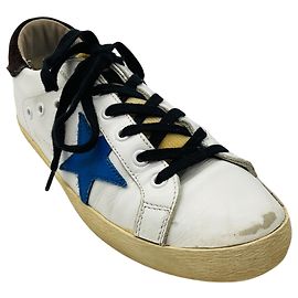 Golden Goose Deluxe Brand Superstar Sneaker Low Top aus Leder Weiß / Blau