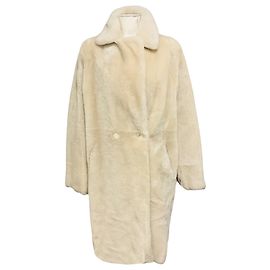 Abrigo reversible de piel de cordero Yves Salomon Ivory / Alabaster
