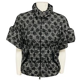 Casaco de Tweed de Manga Curta com Zíper Frontal Moschino Cheap and Chic Black / White