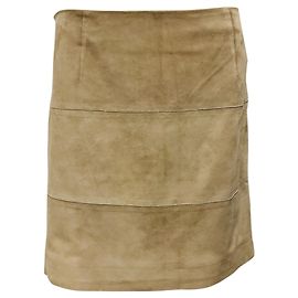 Brunello Cucinelli Minirock aus Wildleder in Taupe Beige mit Monili
