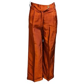 Pantalones de jacquard de satén metálico cobre Dries Van Noten