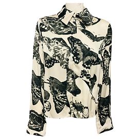 Camicia Jil Sander con stampa a farfalle Ivory / Grey in Open White