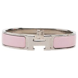 Bracelet Hermès Clic H PM étroit en émail rose