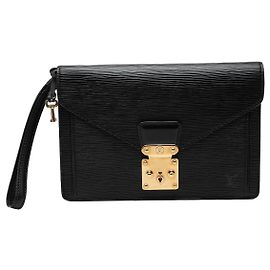 Borsa a pochette Louis Vuitton Epi Pochette Sellier Dragonne Nera